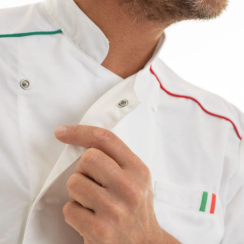 Veste de Cuisine Homme Florence Manches Courtes Blanc - MANELLI - Image 5