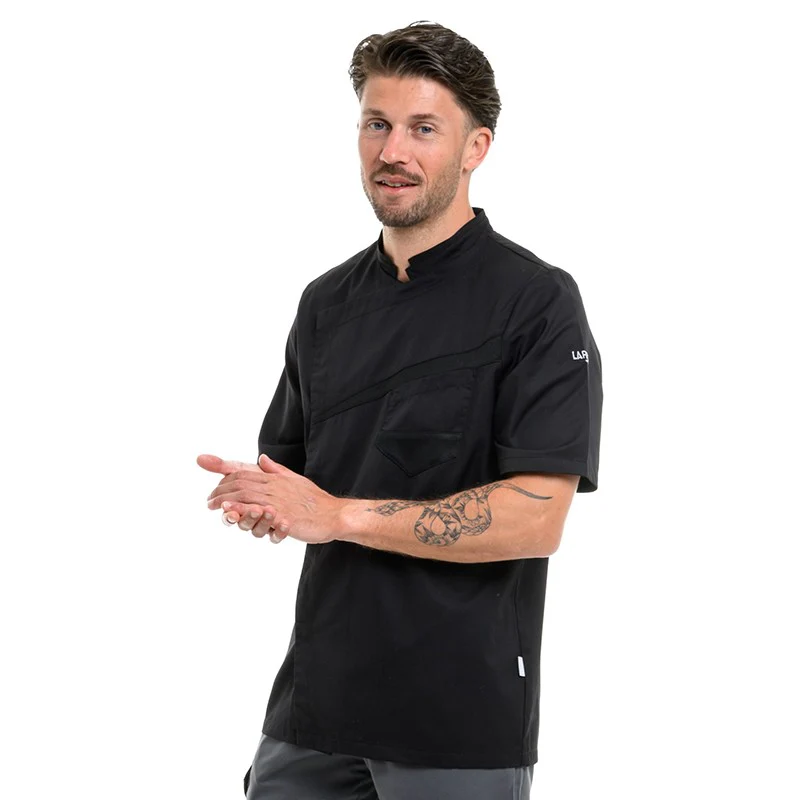 Veste de Cuisine Homme Lemongrass Manches Courtes Noir - LAFONT CUISINE - Image 2