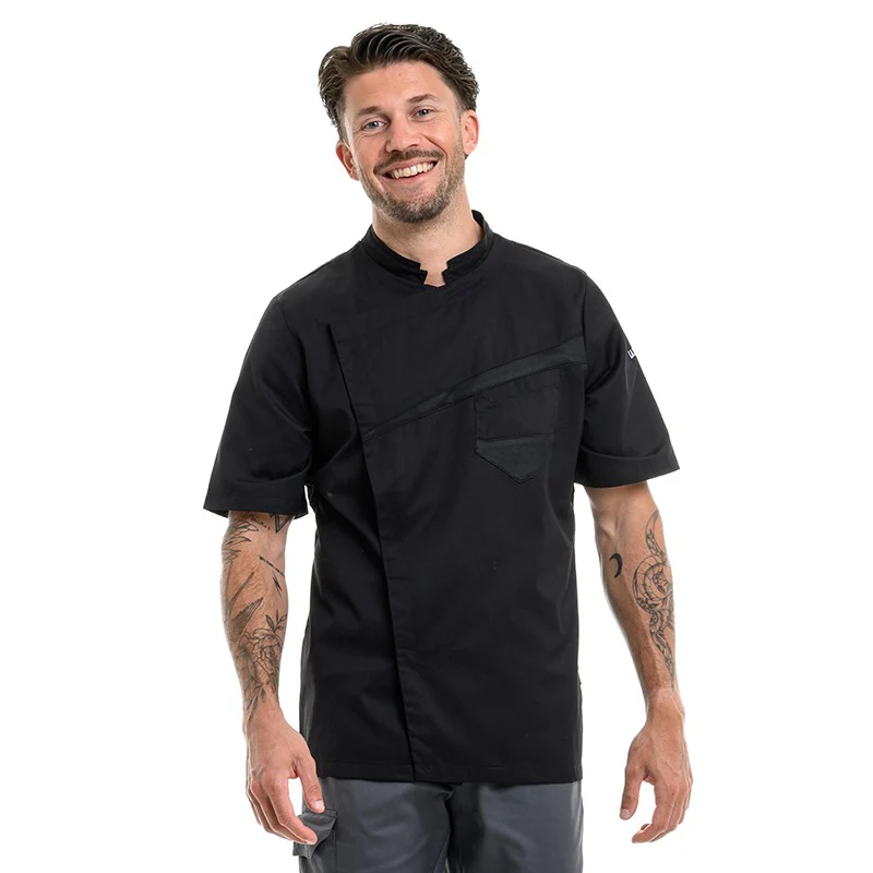 Veste de Cuisine Homme Lemongrass Manches Courtes Noir - LAFONT CUISINE - Image 4