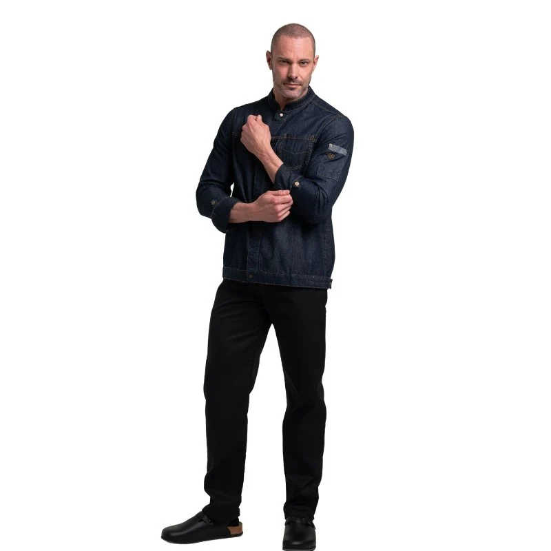 Veste de Cuisine Homme Manches Longues Harper Denim Brut - ROBUR - Image 4