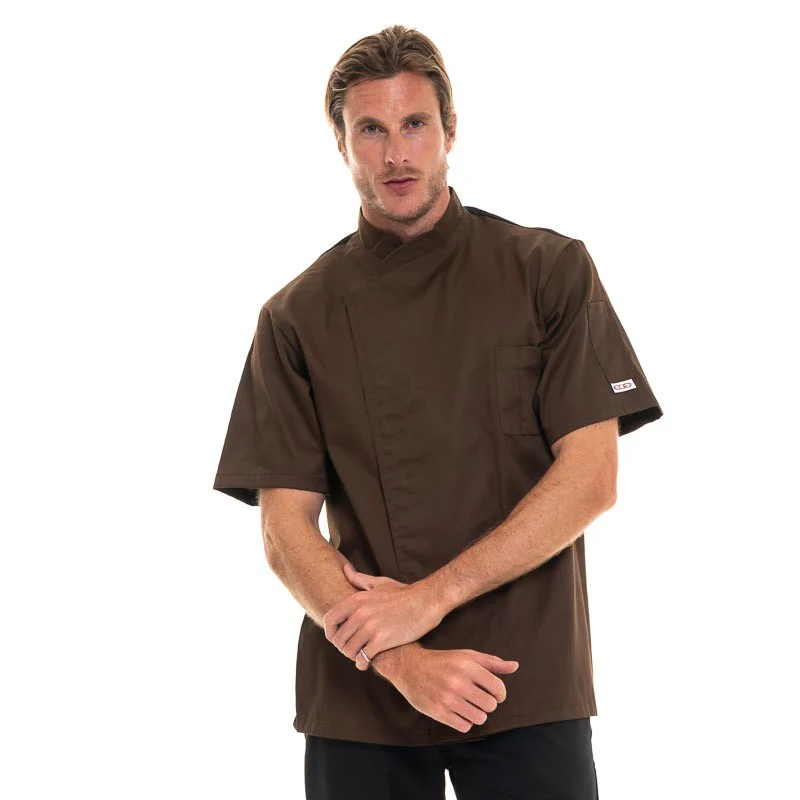 Veste de Cuisine Homme Manches Courtes Marron - EGOCHEF