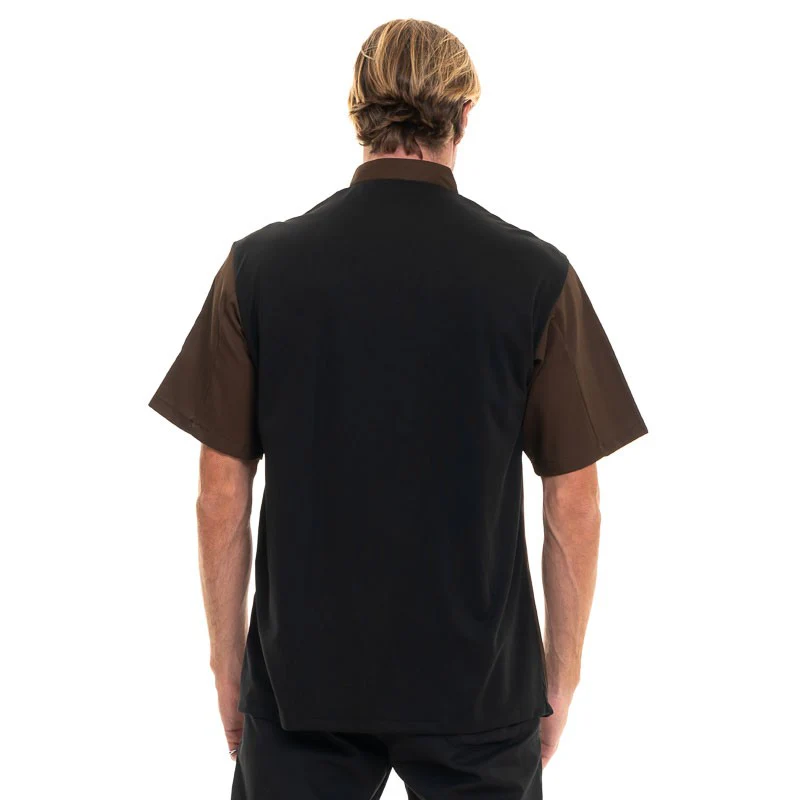Veste de Cuisine Homme Manches Courtes Marron - EGOCHEF - Image 4