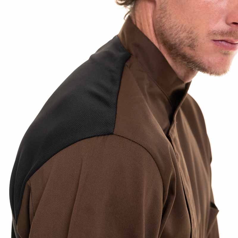 Veste de Cuisine Homme Manches Courtes Marron - EGOCHEF - Image 5