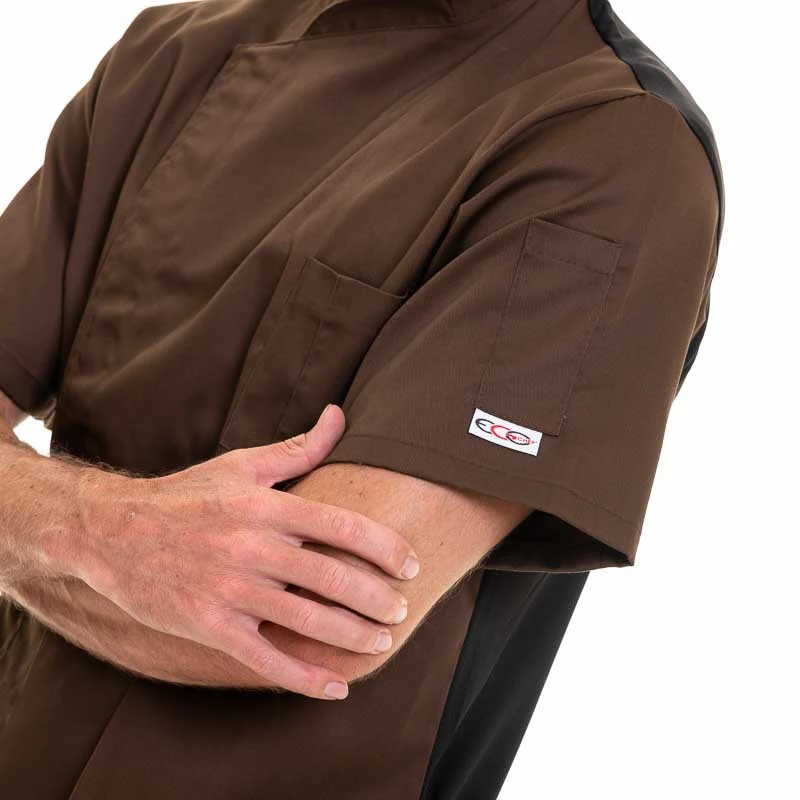 Veste de Cuisine Homme Manches Courtes Marron - EGOCHEF - Image 6