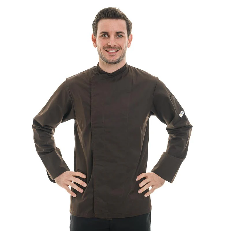 Veste de Cuisine Homme Marron Manches Longues - MANELLI