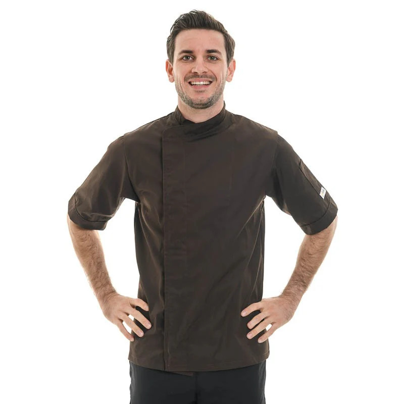 Veste de Cuisine Homme Marron Manches Courtes - MANELLI