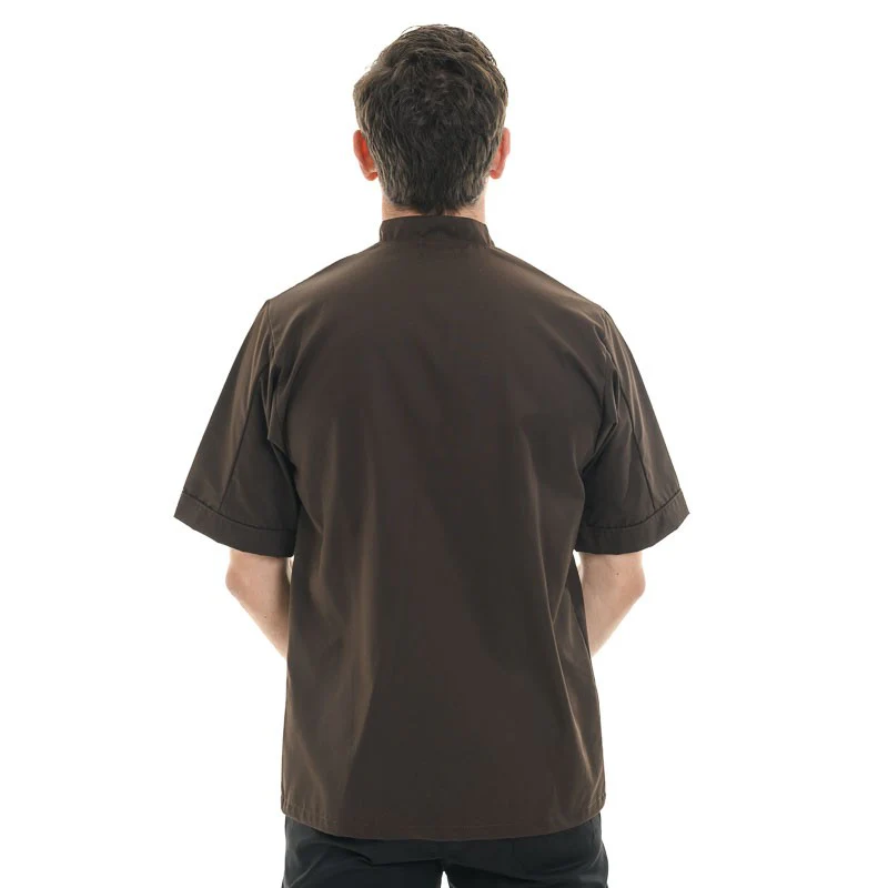 Veste de Cuisine Homme Marron Manches Courtes - MANELLI - Image 3