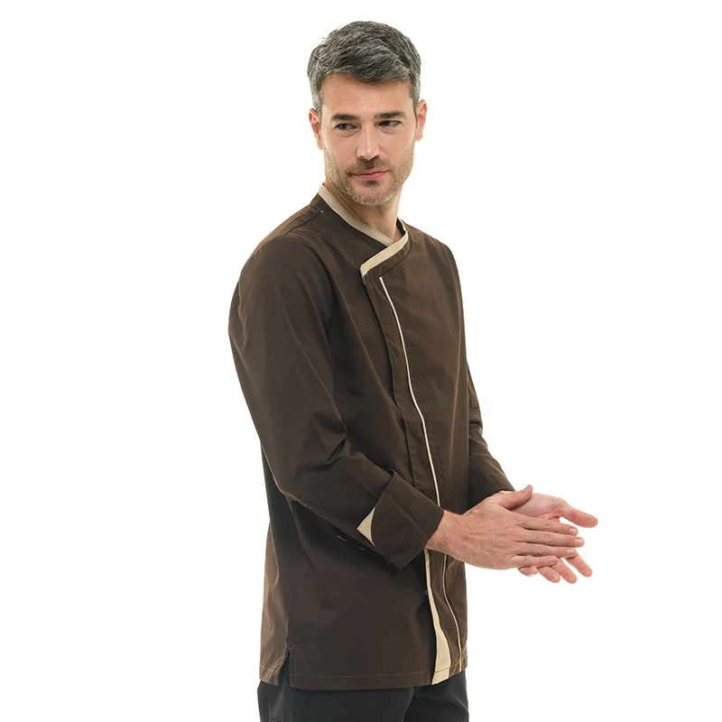 Veste de Cuisine Homme Mint Manches Longues Marron - LAFONT CUISINE - Image 4