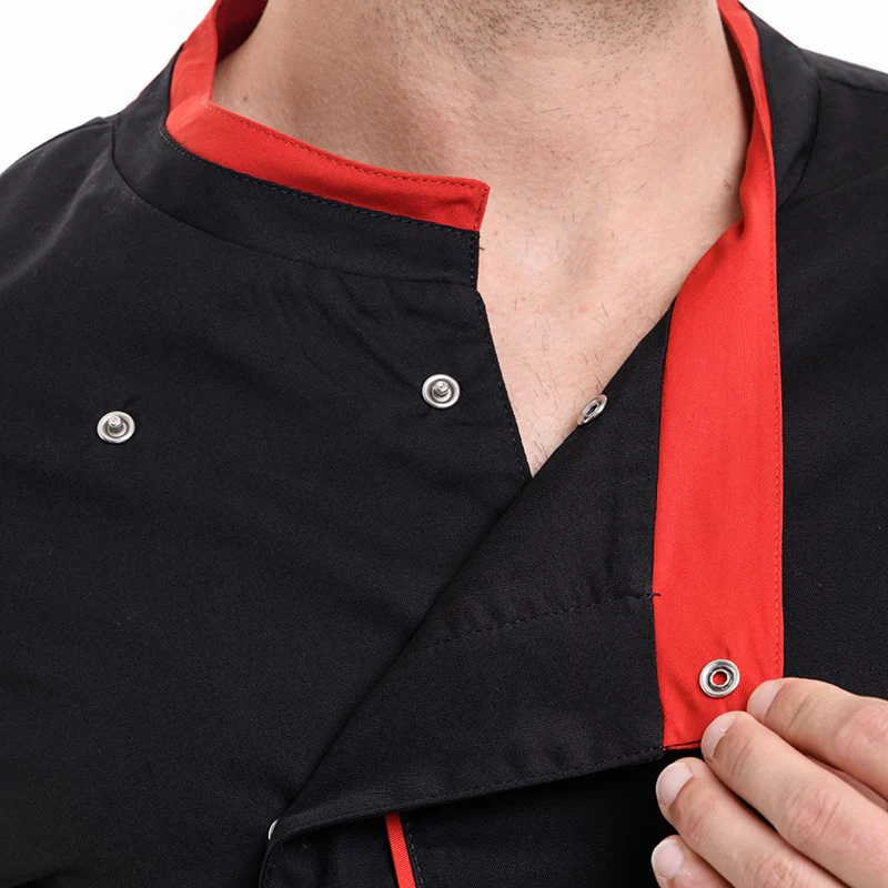 Veste de Cuisine Homme Mint Manches Longues Noir Liseré Rouge - LAFONT CUISINE - Image 13
