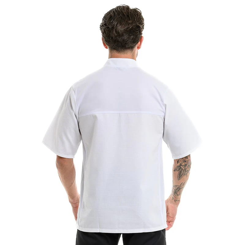 Veste de Cuisine Gaufrée Homme Paris Manches Courtes Blanche - MANELLI - Image 3