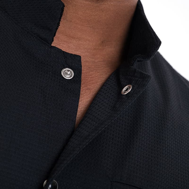 Veste de Cuisine Homme Gaufrée Paris Manches Courtes Noire - MANELLI - Image 11