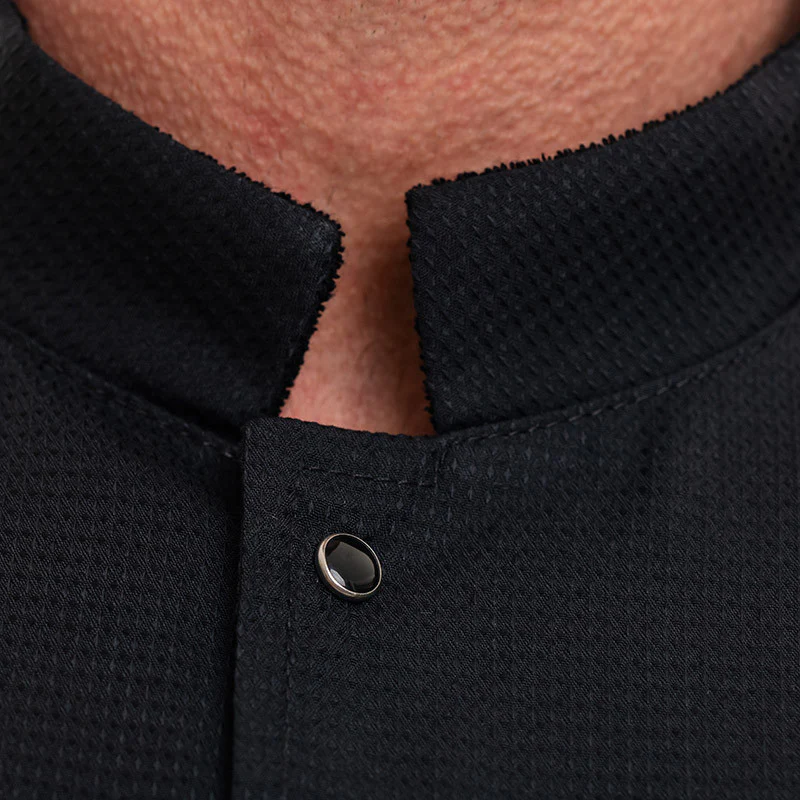Veste de Cuisine Homme Gaufrée Paris Manches Courtes Noire - MANELLI - Image 6