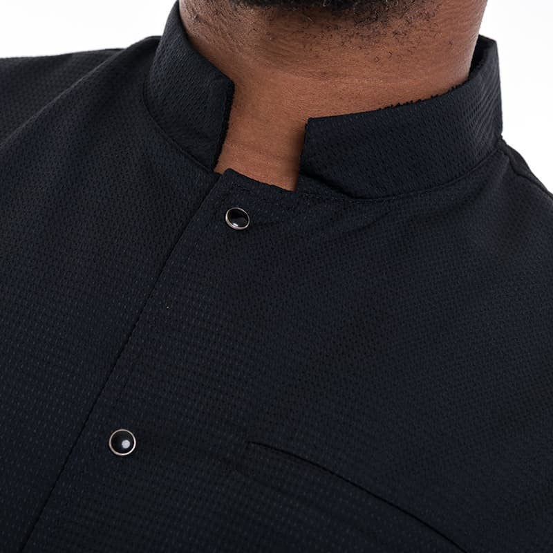 Veste de Cuisine Homme Gaufrée Paris Manches Courtes Noire - MANELLI - Image 9