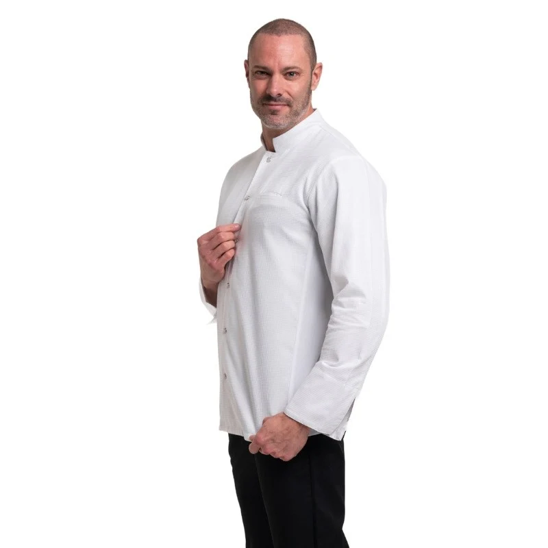 Veste de Cuisine Homme Gaufrée Paris Manches Longues Blanche - MANELLI - Image 2