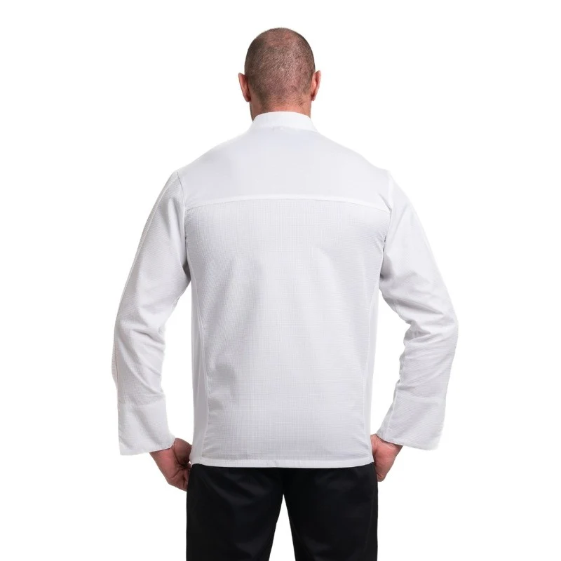 Veste de Cuisine Homme Gaufrée Paris Manches Longues Blanche - MANELLI - Image 3