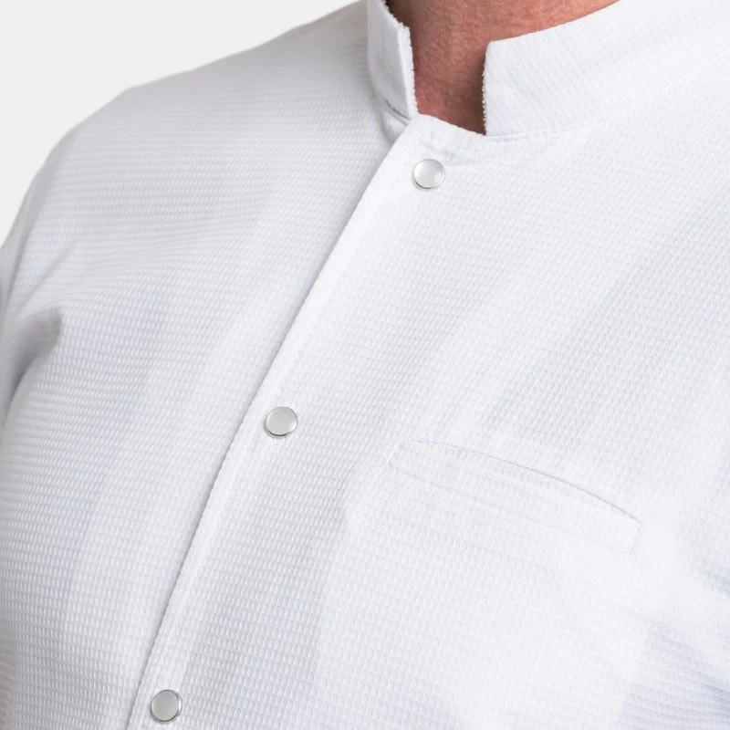 Veste de Cuisine Homme Gaufrée Paris Manches Longues Blanche - MANELLI - Image 5