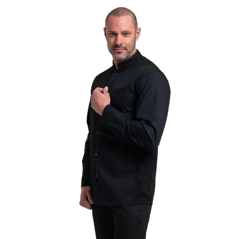 Veste de Cuisine Homme Gaufrée Paris Manches Longues Noire - MANELLI