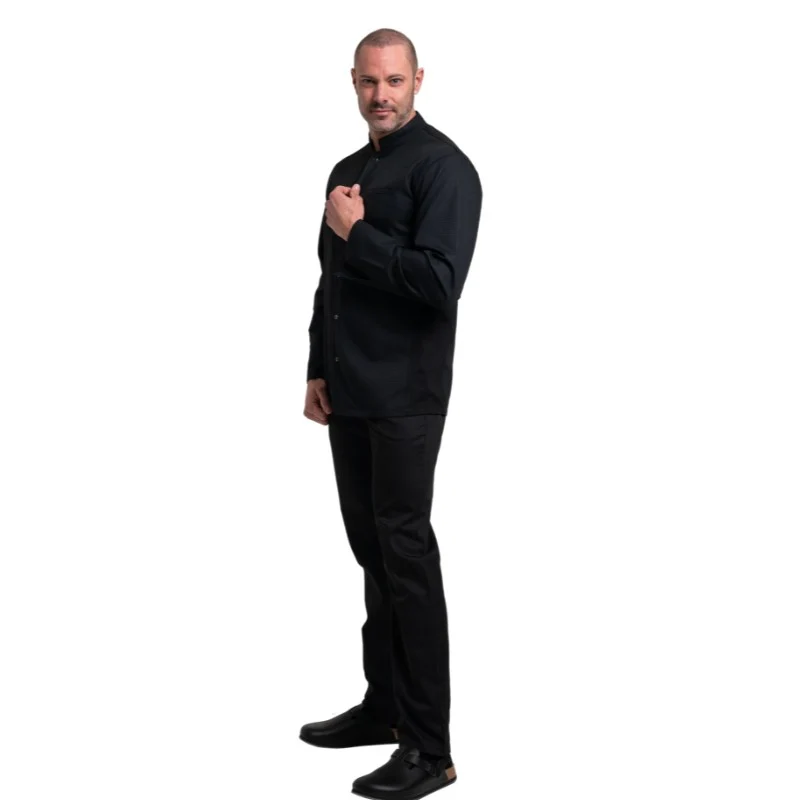 Veste de Cuisine Homme Gaufrée Paris Manches Longues Noire - MANELLI - Image 3