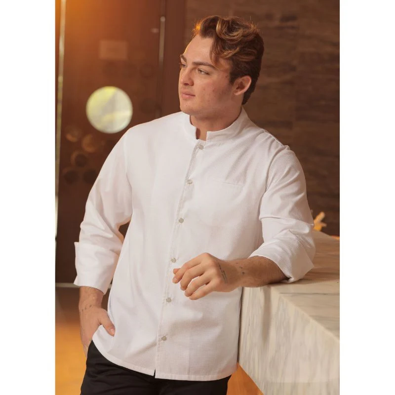 Veste de Cuisine Homme Gaufrée Paris Manches Longues Noire - MANELLI - Image 7