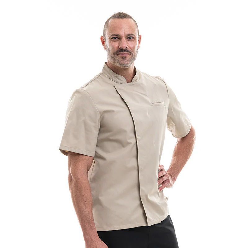 Veste de Cuisine Homme Texas Manches Courtes Beige - MANELLI - Image 6