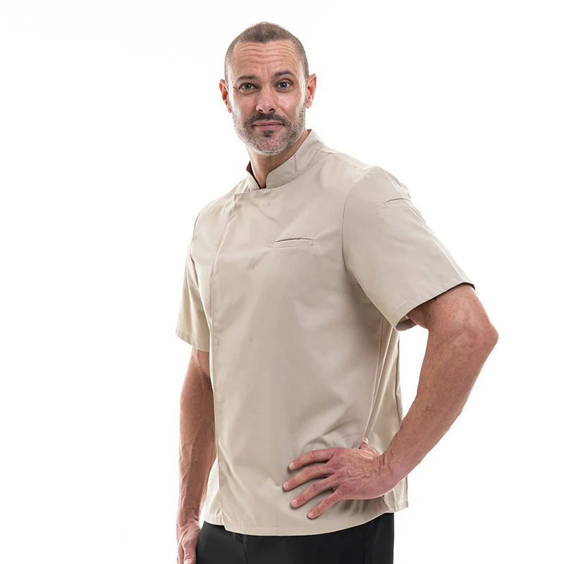 Veste de Cuisine Homme Texas Manches Courtes Beige - MANELLI - Image 7