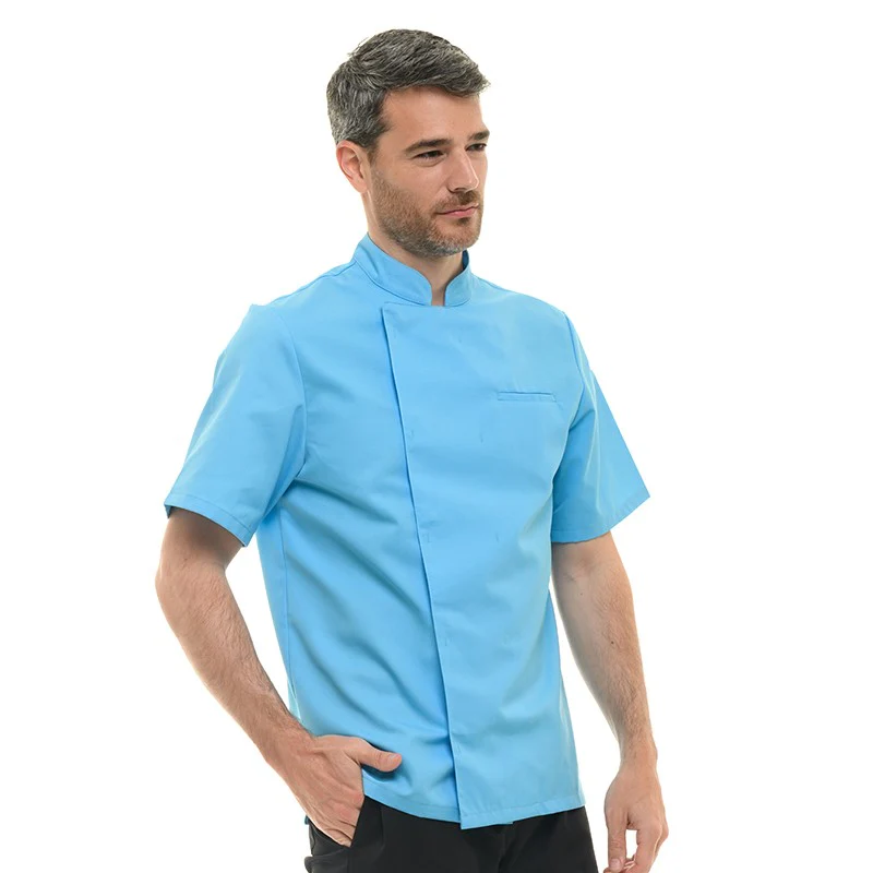 Veste de Cuisine Homme Texas Manches Courtes Bleu Royal - MANELLI - Image 13