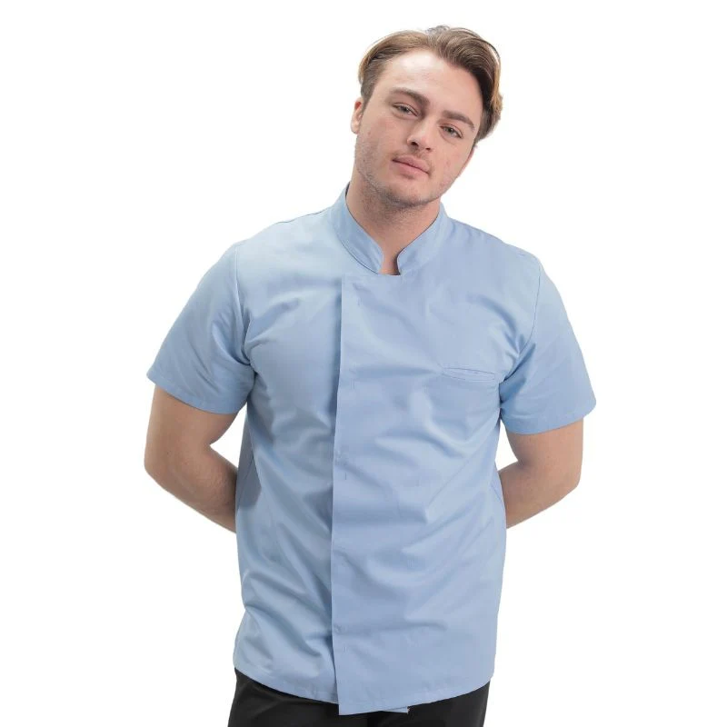 Veste de Cuisine Homme Texas Manches Courtes Bleu Ciel - MANELLI - Image 3
