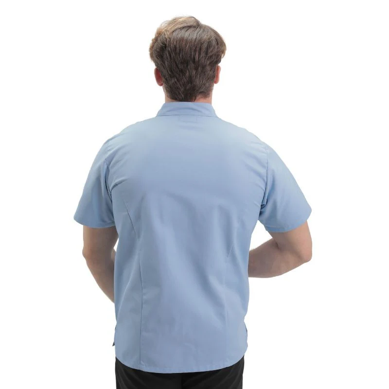 Veste de Cuisine Homme Texas Manches Courtes Bleu Ciel - MANELLI - Image 4