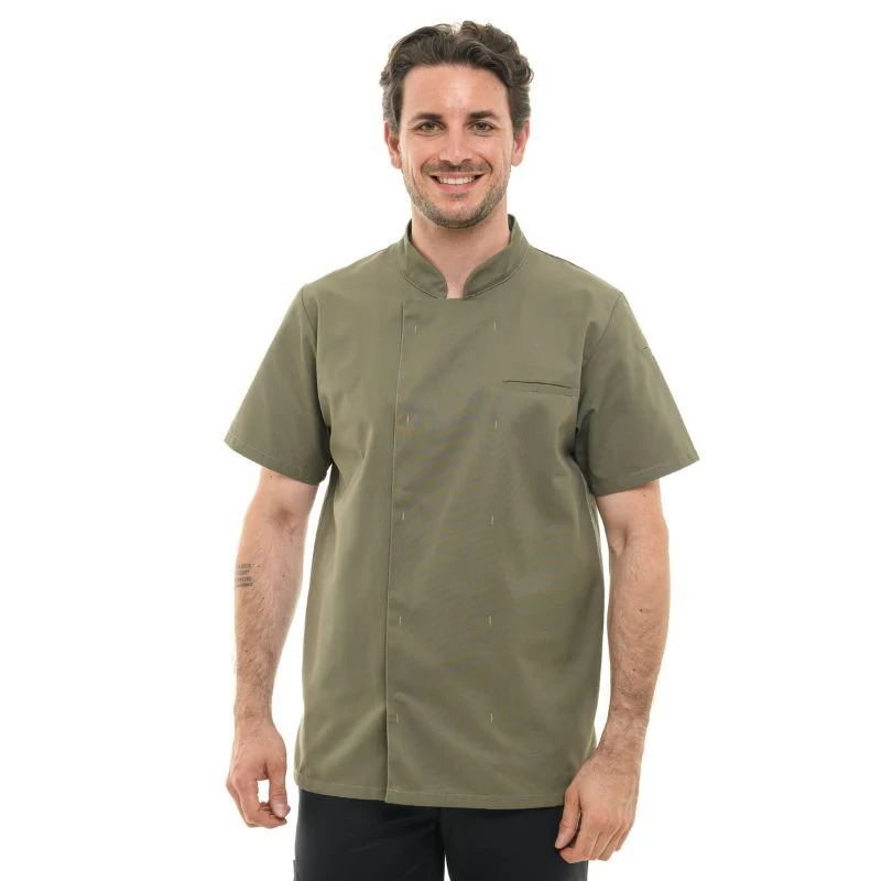 Veste de Cuisine Homme Texas Manches Courtes Kaki - MANELLI