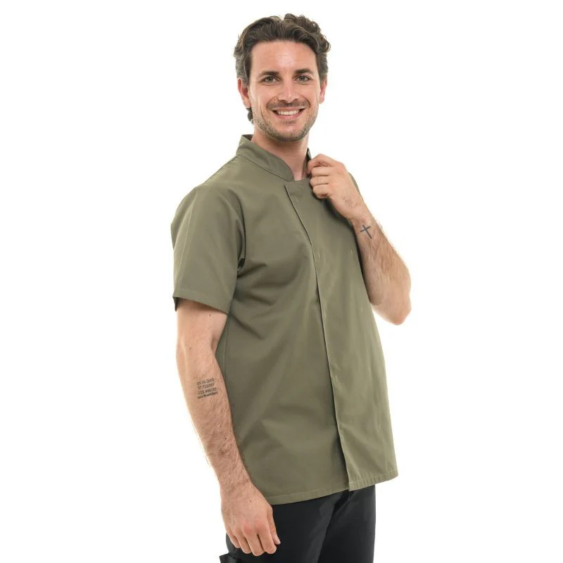 Veste de Cuisine Homme Texas Manches Courtes Kaki - MANELLI - Image 2