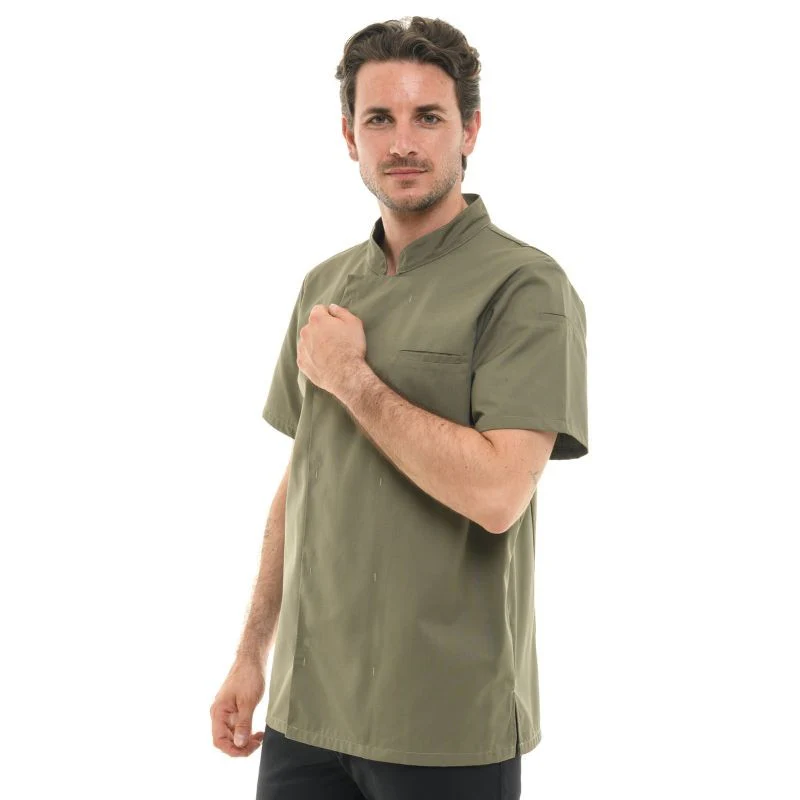 Veste de Cuisine Homme Texas Manches Courtes Kaki - MANELLI - Image 4