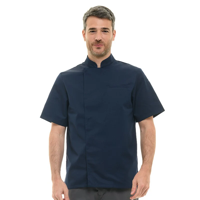 Veste de Cuisine Homme Texas Manches Courtes Marine - MANELLI