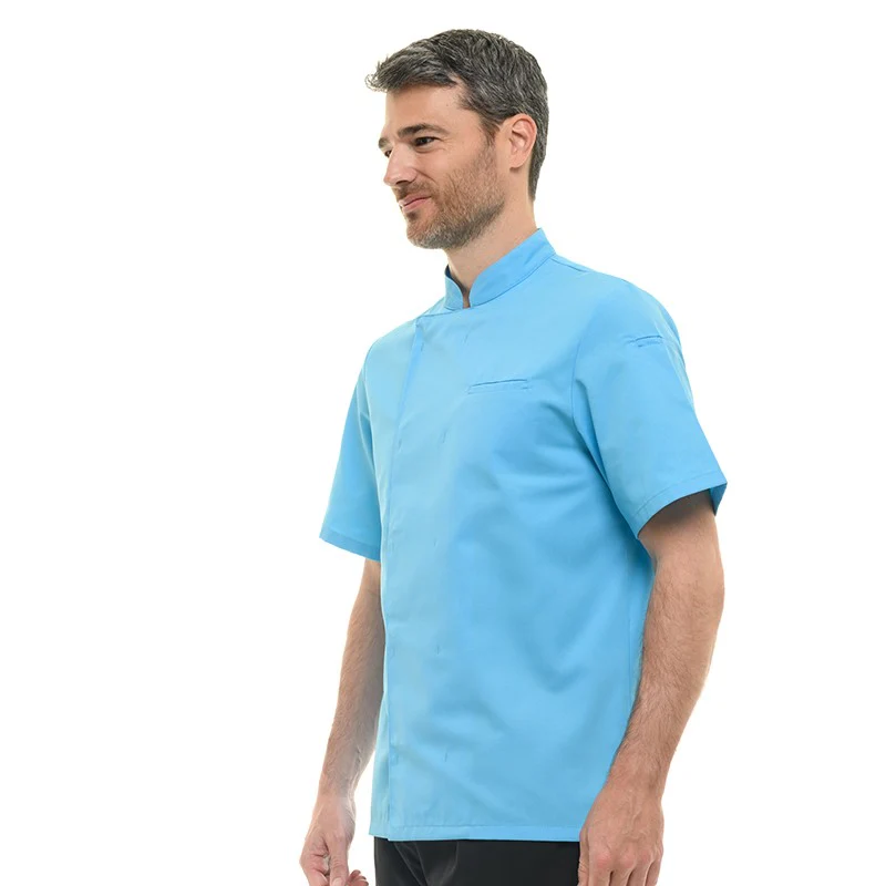 Veste de Cuisine Homme Texas Manches Courtes Turquoise - MANELLI - Image 2