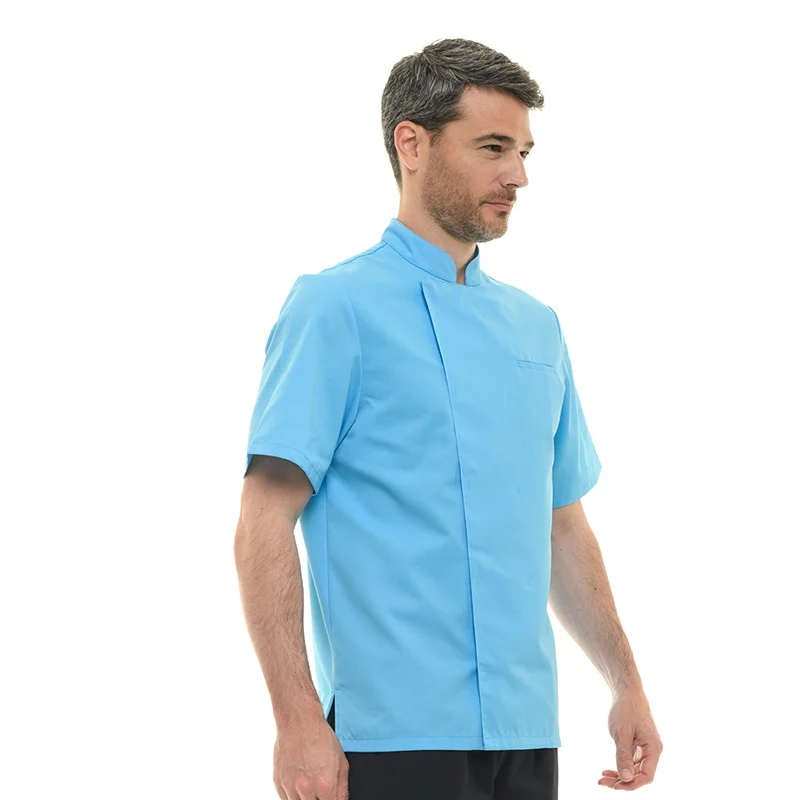Veste de Cuisine Homme Texas Manches Courtes Turquoise - MANELLI - Image 4