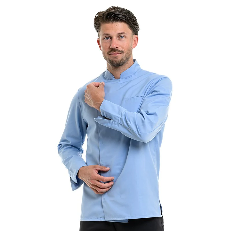 Veste de Cuisine Homme Texas Manches Longues Bleu Ciel - MANELLI - Image 2