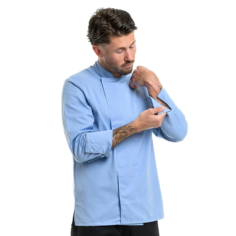 Veste de Cuisine Homme Texas Manches Longues Bleu Ciel - MANELLI - Image 5