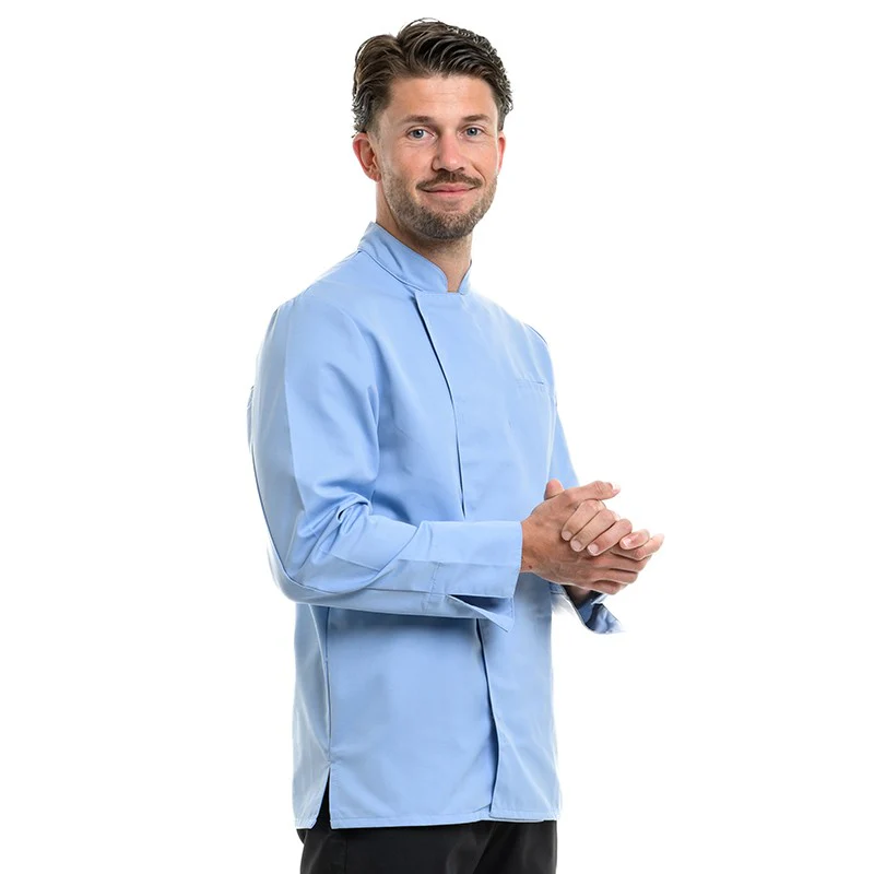 Veste de Cuisine Homme Texas Manches Longues Bleu Ciel - MANELLI - Image 6