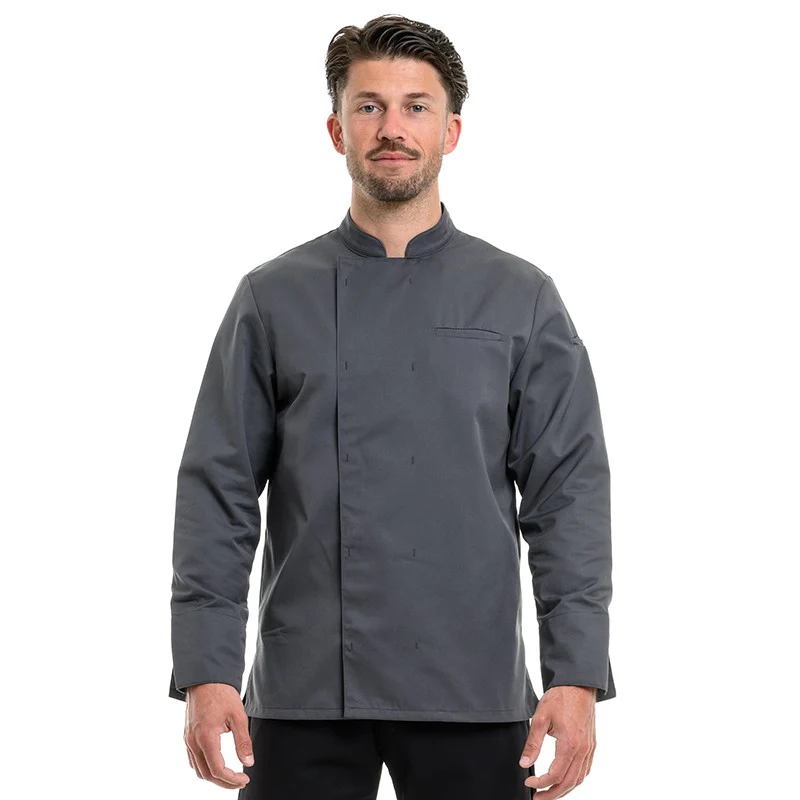 Veste de Cuisine Homme Texas Manches Longues Gris - MANELLI