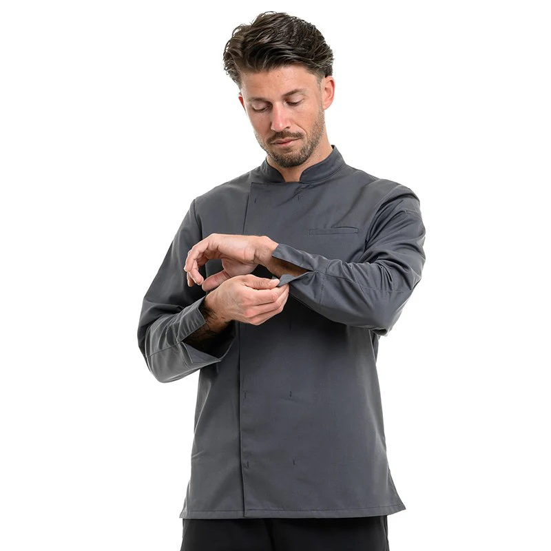 Veste de Cuisine Homme Texas Manches Longues Gris - MANELLI - Image 2