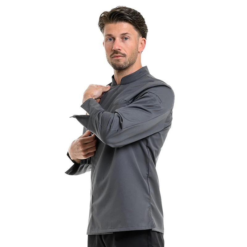 Veste de Cuisine Homme Texas Manches Longues Gris - MANELLI - Image 4