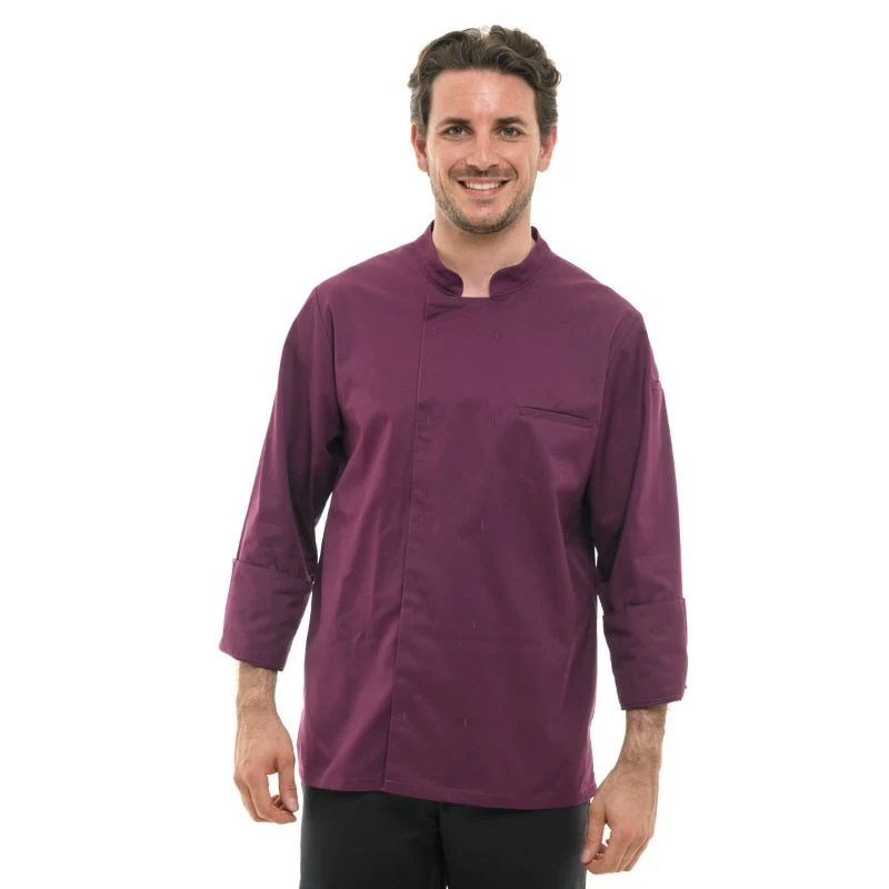 Veste de Cuisine Homme Texas Manches Longues Prune - MANELLI
