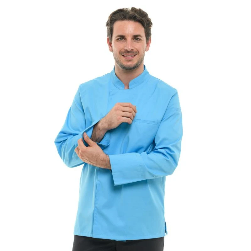 Veste de Cuisine Homme Texas Manches Longues Turquoise - MANELLI