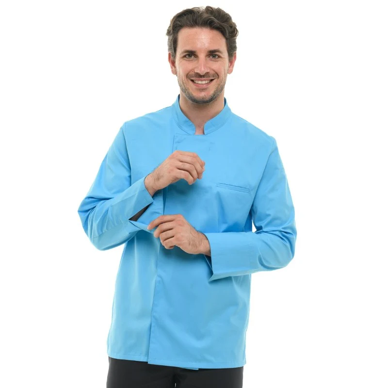 Veste de Cuisine Homme Texas Manches Longues Turquoise - MANELLI - Image 3