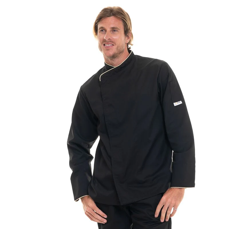 Veste de Cuisine Homme Gold Noir Liseré Or - MANELLI - Image 3