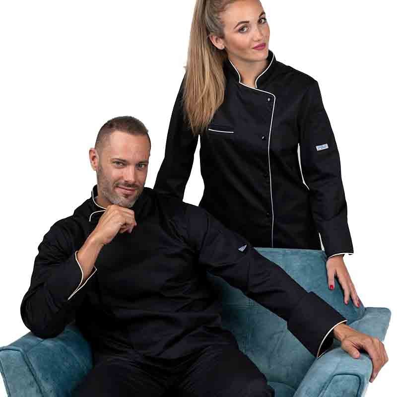 Veste de Cuisine Homme Gold Noir Liseré Or - MANELLI - Image 5