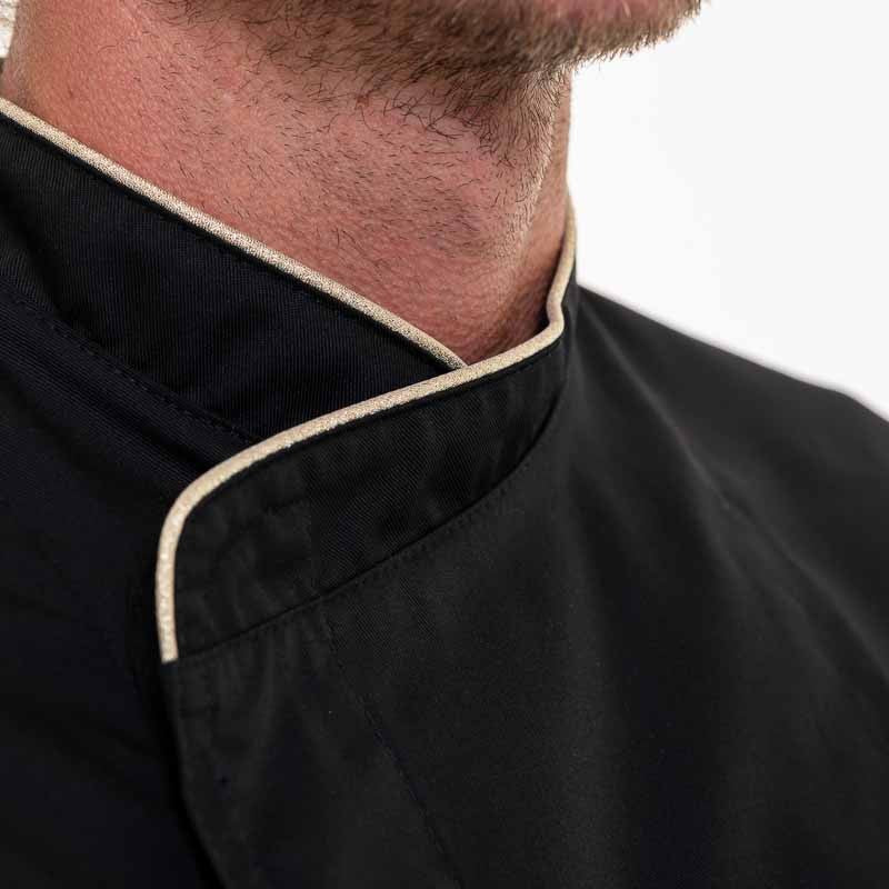 Veste de Cuisine Homme Gold Noir Liseré Or - MANELLI - Image 6