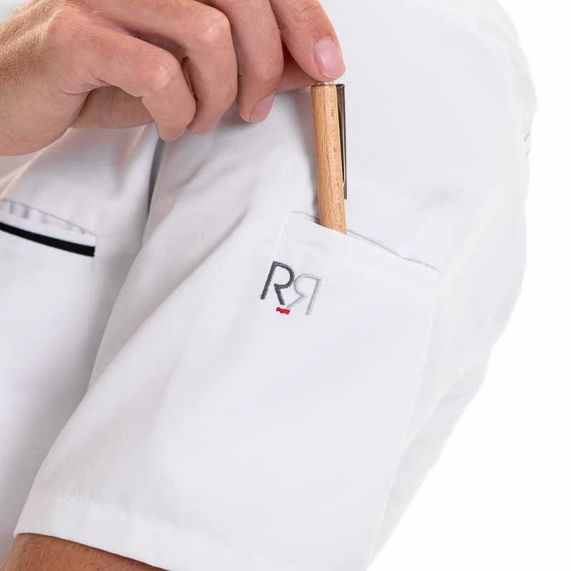 Veste de Cuisine Homme Manches Courtes Abax Blanc et Noir - ROBUR - Image 7