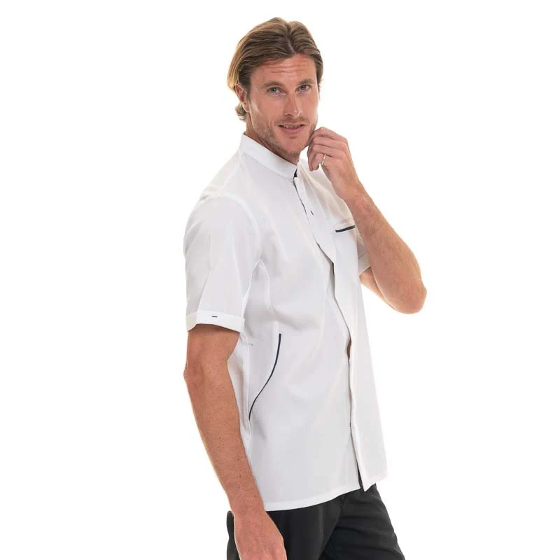 Veste de Cuisine Homme Manches Courtes Blanc Ocean Dunes - ROBUR - Image 2