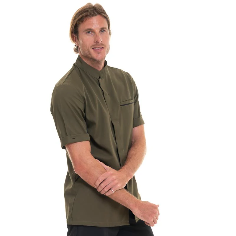 Veste de Cuisine Manches Courtes DUNES Olive/Noir - ROBUR - Image 3