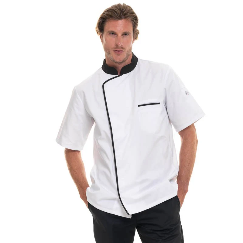 Veste de Cuisine Homme Manches Courtes Blanc Moka Energy - ROBUR